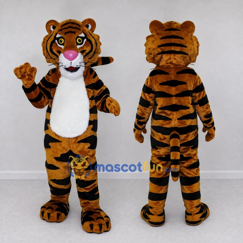 Custom Brown Black and White Tiger Mascot Costume Adult Full Body Suit for Wildlife Events Custom Brown Black and White Tiger Mascot Costume Adult Full Body Suit for Wildlife Events