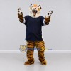 Custom Orange and Navy Blue Roaring Tiger in T-Shirt Mascot Costume Adult Full Body Suit for Sports Events Custom Orange and Navy Blue Roaring Tiger in T-Shirt Mascot Costume Adult Full Body Suit for Sports Events