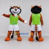 Custom Orange Green and White Striped Feline in Sportswear Mascot Costume Adult Full Body Suit for Sports Events Custom Orange Green and White Striped Feline in Sportswear Mascot Costume Adult Full Body Suit for Sports Events