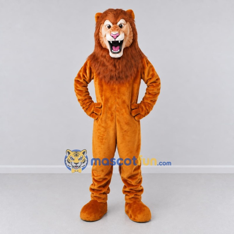 Custom Golden Brown Lion Mascot Costume Adult Full Body Suit for Wildlife Events