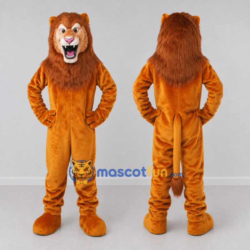 Custom Golden Brown Lion Mascot Costume Adult Full Body Suit for Wildlife Events