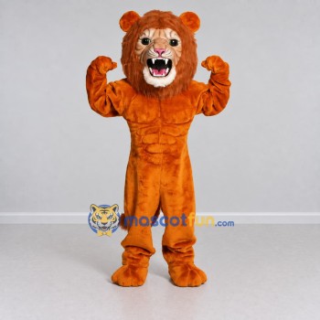 Custom Golden Brown Muscular Lion Mascot Costume Adult Full Body Suit for Sports Events Custom Golden Brown Muscular Lion Mascot Costume Adult Full Body Suit for Sports Events