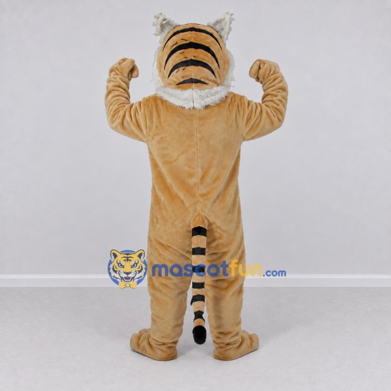 Custom Tan Black and White Roaring Tiger Mascot Costume Adult Full Body Suit for Wildlife Events Custom Tan Black and White Roaring Tiger Mascot Costume Adult Full Body Suit for Wildlife Events