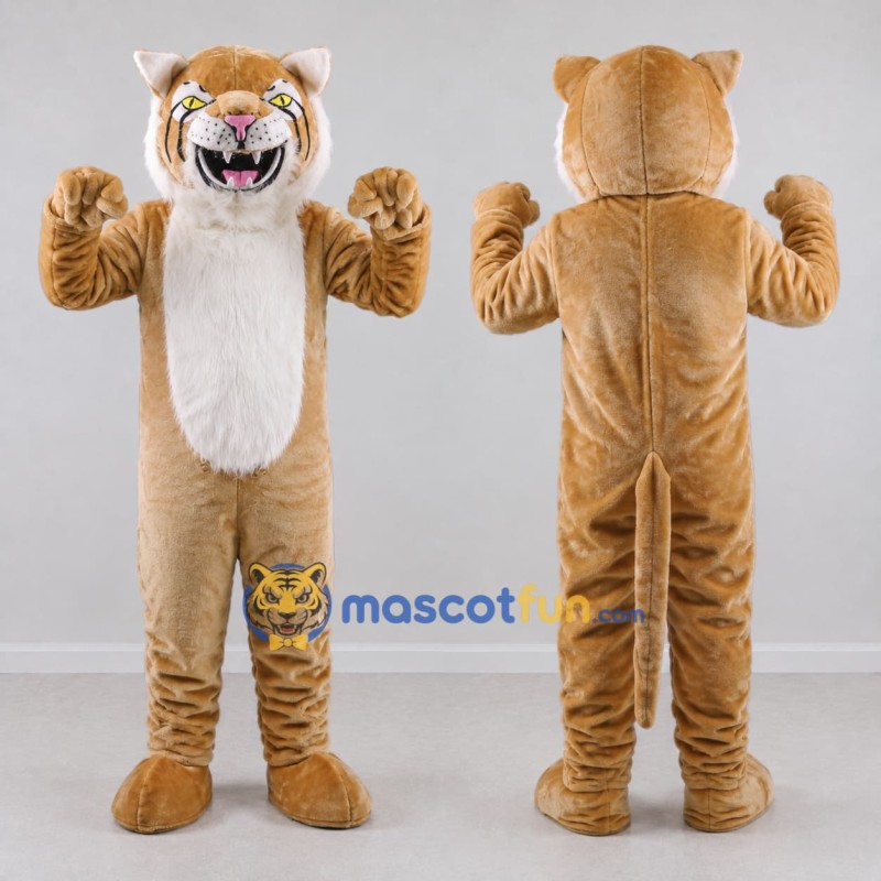 Custom Tan and White Roaring Big Cat Mascot Costume Adult Full Body Suit for Wildlife Events