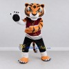 Custom Orange Burgundy and Black Tiger in Sportswear Mascot Costume Adult Full Body Suit for Sports Events Custom Orange Burgundy and Black Tiger in Sportswear Mascot Costume Adult Full Body Suit for Sports Events