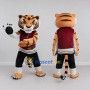 Custom Orange Burgundy and Black Tiger in Sportswear Mascot Costume Adult Full Body Suit for Sports Events