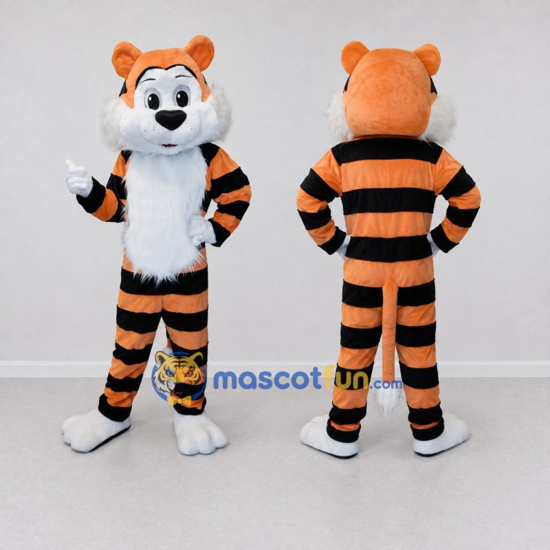 Custom Orange Black and White Tiger Mascot Costume Adult Full Body Suit for Wildlife Events Custom Orange Black and White Tiger Mascot Costume Adult Full Body Suit for Wildlife Events