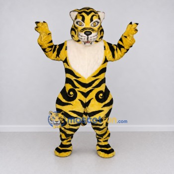 Custom Yellow Black and Cream Tiger Mascot Costume Adult Full Body Suit for Wildlife Events Custom Yellow Black and Cream Tiger Mascot Costume Adult Full Body Suit for Wildlife Events