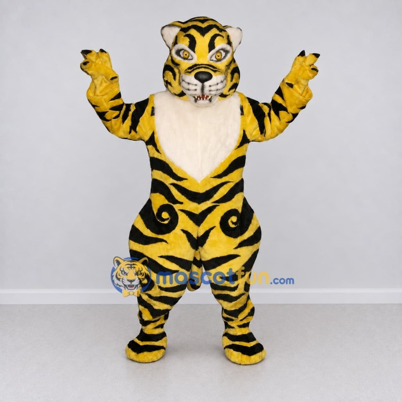 Custom Yellow Black and Cream Tiger Mascot Costume Adult Full Body Suit for Wildlife Events Custom Yellow Black and Cream Tiger Mascot Costume Adult Full Body Suit for Wildlife Events