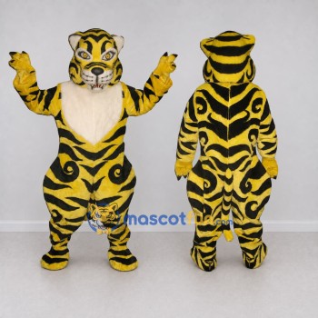 Custom Yellow Black and Cream Tiger Mascot Costume Adult Full Body Suit for Wildlife Events