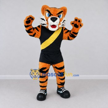 Custom Orange Black and Yellow Tiger in Sportswear Mascot Costume Adult Full Body Suit for Sports Events Custom Orange Black and Yellow Tiger in Sportswear Mascot Costume Adult Full Body Suit for Sports Events