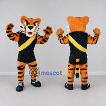 Custom Orange Black and Yellow Tiger in Sportswear Mascot Costume Adult Full Body Suit for Sports Events