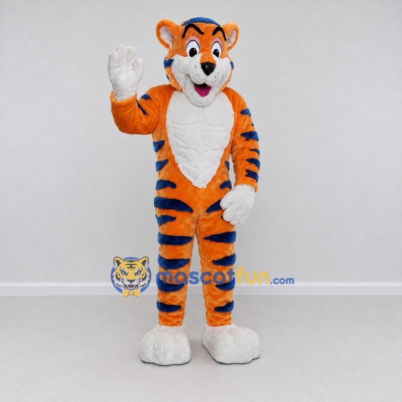 Custom Orange Blue and White Tiger Mascot Costume Adult Full Body Suit for Wildlife Events Custom Orange Blue and White Tiger Mascot Costume Adult Full Body Suit for Wildlife Events