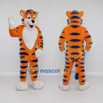 Custom Orange Blue and White Tiger Mascot Costume Adult Full Body Suit for Wildlife Events