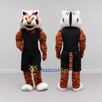 Custom Orange and Black Tiger in Sportswear Mascot Costume Adult Full Body Suit for Sports Events