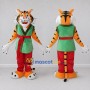 Custom Orange Green and Red Tiger in Vest Mascot Costume Adult Full Body Suit for Themed Parties