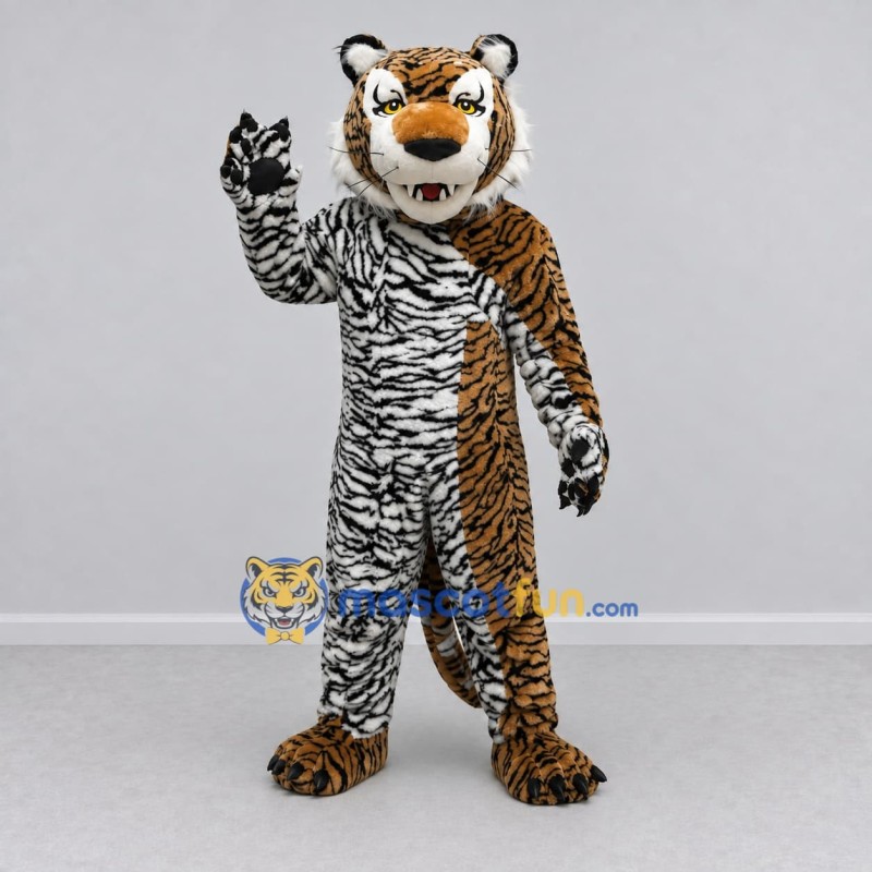 Custom Orange Black and White Tiger Mascot Costume Adult Full Body Suit for Wildlife Events Custom Orange Black and White Tiger Mascot Costume Adult Full Body Suit for Wildlife Events
