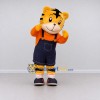 Custom Orange and Navy Blue Tiger in Overalls Mascot Costume Adult Full Body Suit for School Events Custom Orange and Navy Blue Tiger in Overalls Mascot Costume Adult Full Body Suit for School Events