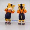 Custom Orange and Navy Blue Tiger in Overalls Mascot Costume Adult Full Body Suit for School Events Custom Orange and Navy Blue Tiger in Overalls Mascot Costume Adult Full Body Suit for School Events