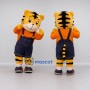 Custom Orange and Navy Blue Tiger in Overalls Mascot Costume Adult Full Body Suit for School Events