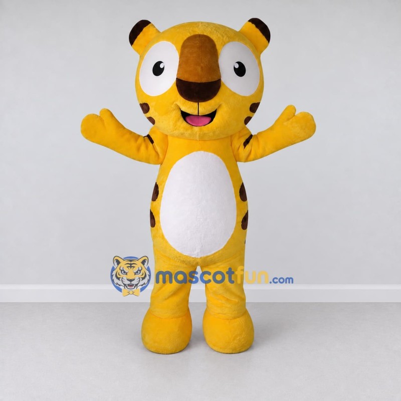 Custom Yellow Brown and White Tiger Mascot Costume Adult Full Body Suit for Wildlife Events Custom Yellow Brown and White Tiger Mascot Costume Adult Full Body Suit for Wildlife Events