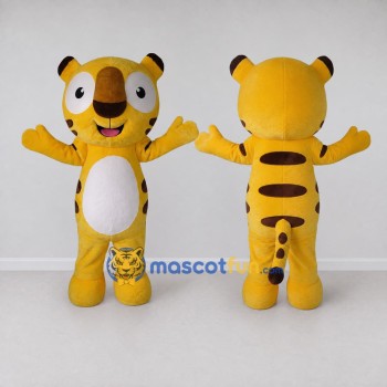 Custom Yellow Brown and White Tiger Mascot Costume Adult Full Body Suit for Wildlife Events