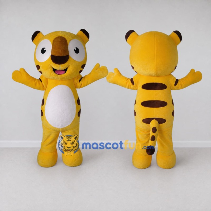 Custom Yellow Brown and White Tiger Mascot Costume Adult Full Body Suit for Wildlife Events Custom Yellow Brown and White Tiger Mascot Costume Adult Full Body Suit for Wildlife Events