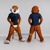 Custom Orange and Navy Blue Tiger in T-Shirt Mascot Costume Adult Full Body Suit for Sports Events Custom Orange and Navy Blue Tiger in T-Shirt Mascot Costume Adult Full Body Suit for Sports Events