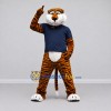 Custom Orange and Navy Blue Tiger in T-Shirt Mascot Costume Adult Full Body Suit for Sports Events Custom Orange and Navy Blue Tiger in T-Shirt Mascot Costume Adult Full Body Suit for Sports Events