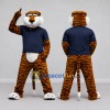 Custom Orange and Navy Blue Tiger in T-Shirt Mascot Costume Adult Full Body Suit for Sports Events Custom Orange and Navy Blue Tiger in T-Shirt Mascot Costume Adult Full Body Suit for Sports Events