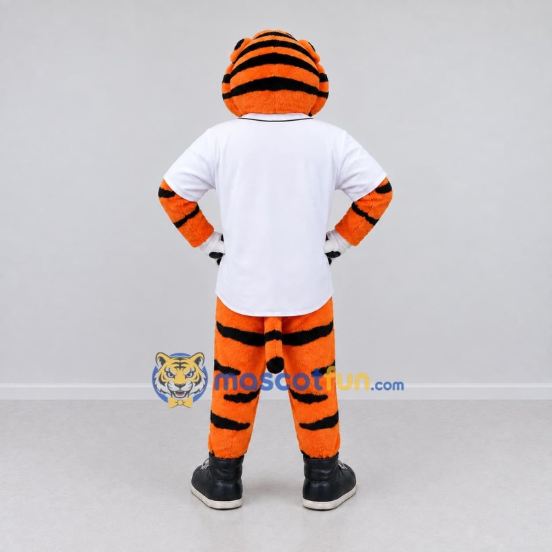 Custom Orange Black and White Tiger in Baseball Jersey Mascot Costume Adult Full Body Suit for Baseball Events Custom Orange Black and White Tiger in Baseball Jersey Mascot Costume Adult Full Body Suit for Baseball Events
