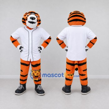 Custom Orange Black and White Tiger in Baseball Jersey Mascot Costume Adult Full Body Suit for Baseball Events