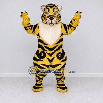 Custom Yellow Black and Cream Tiger Mascot Costume Adult Full Body Suit for Wildlife Events Custom Yellow Black and Cream Tiger Mascot Costume Adult Full Body Suit for Wildlife Events
