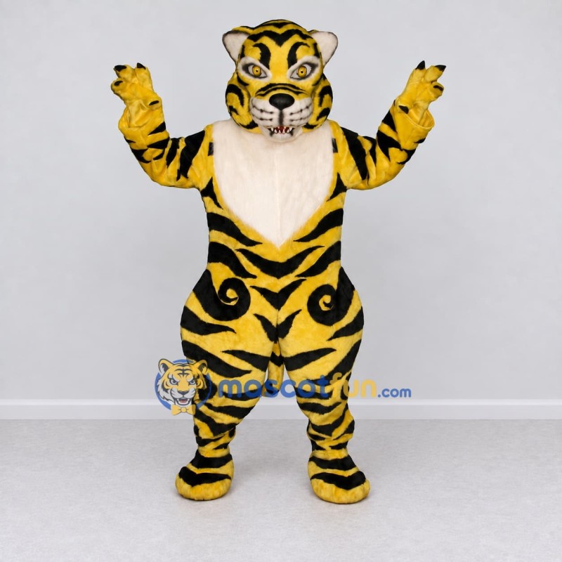 Custom Yellow Black and Cream Tiger Mascot Costume Adult Full Body Suit for Wildlife Events Custom Yellow Black and Cream Tiger Mascot Costume Adult Full Body Suit for Wildlife Events