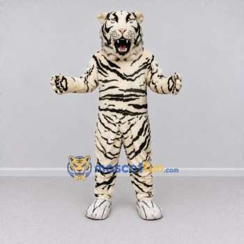 Custom White and Black White Tiger Mascot Costume Adult Full Body Suit for Wildlife Events Custom White and Black White Tiger Mascot Costume Adult Full Body Suit for Wildlife Events