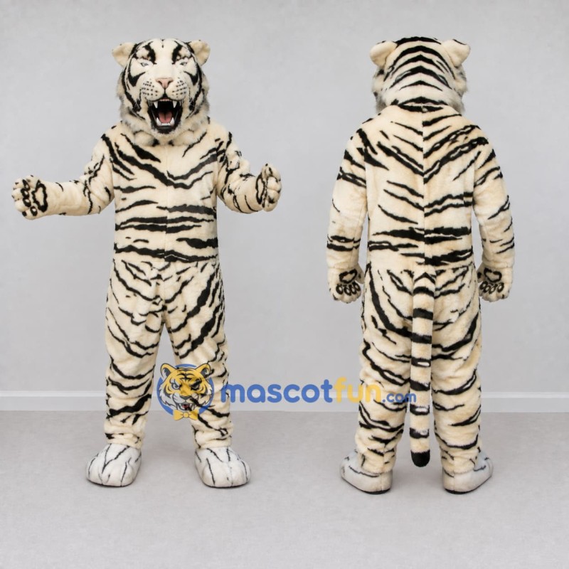 Custom White and Black White Tiger Mascot Costume Adult Full Body Suit for Wildlife Events