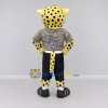 Custom Yellow Gray and Black Spotted Cat in T-Shirt Mascot Costume Adult Full Body Suit for Sports Events Custom Yellow Gray and Black Spotted Cat in T-Shirt Mascot Costume Adult Full Body Suit for Sports Events