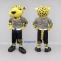 Custom Yellow Gray and Black Spotted Cat in T-Shirt Mascot Costume Adult Full Body Suit for Sports Events
