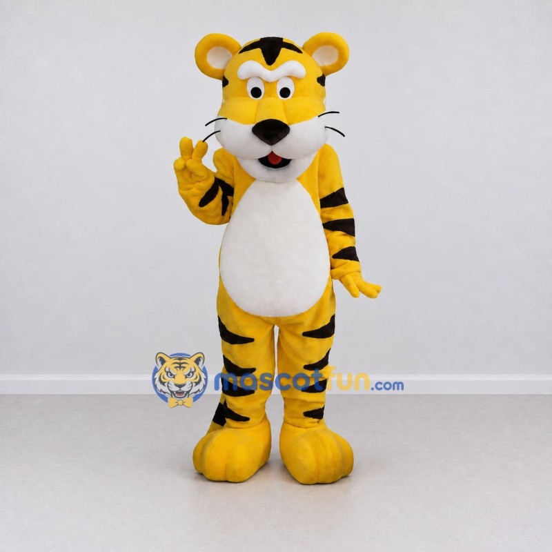 Custom Yellow Black and White Tiger Mascot Costume Adult Full Body Suit for Wildlife Events Custom Yellow Black and White Tiger Mascot Costume Adult Full Body Suit for Wildlife Events