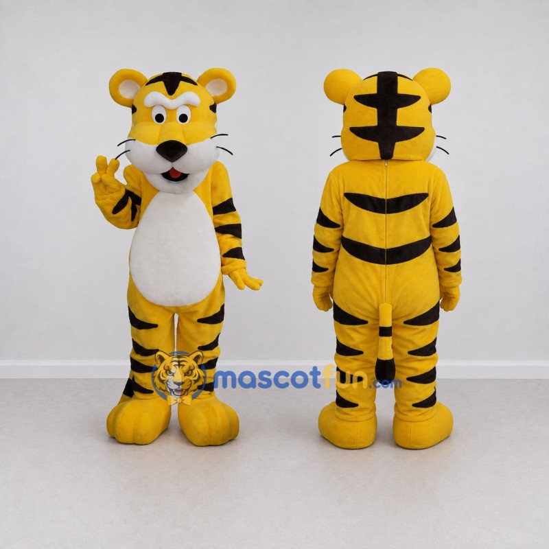 Custom Yellow Black and White Tiger Mascot Costume Adult Full Body Suit for Wildlife Events Custom Yellow Black and White Tiger Mascot Costume Adult Full Body Suit for Wildlife Events