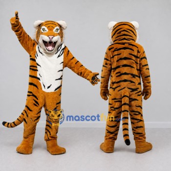 Custom Orange Black and White Roaring Tiger Mascot Costume Adult Full Body Suit for Sports Events