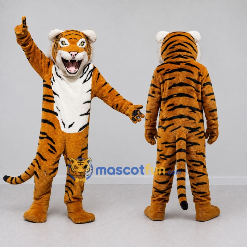 Custom Orange Black and White Roaring Tiger Mascot Costume Adult Full Body Suit for Sports Events Custom Orange Black and White Roaring Tiger Mascot Costume Adult Full Body Suit for Sports Events