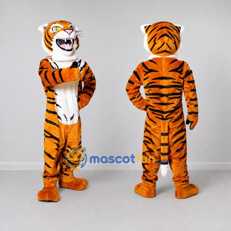 Custom Orange Black and White Roaring Tiger Mascot Costume Adult Full Body Suit for Sports Events Custom Orange Black and White Roaring Tiger Mascot Costume Adult Full Body Suit for Sports Events