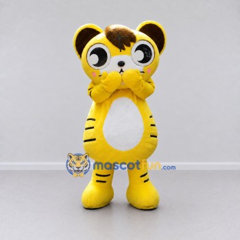Custom Yellow Brown and White Tiger Mascot Costume Adult Full Body Suit for Children's Parties