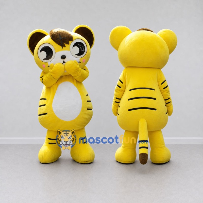 Custom Yellow Brown and White Tiger Mascot Costume Adult Full Body Suit for Children's Parties Custom Yellow Brown and White Tiger Mascot Costume Adult Full Body Suit for Children's Parties