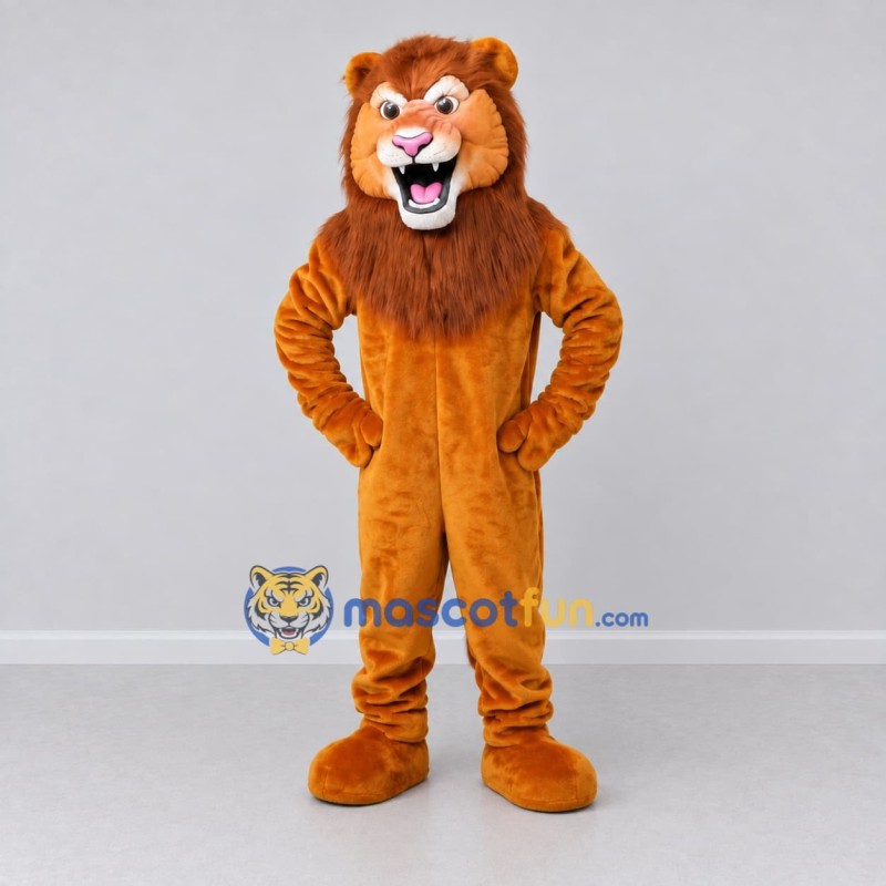 Custom Golden Brown Lion Mascot Costume Adult Full Body Suit for Wildlife Events Custom Golden Brown Lion Mascot Costume Adult Full Body Suit for Wildlife Events