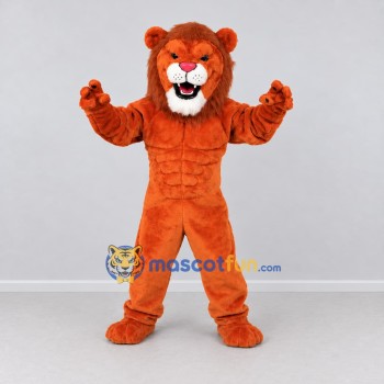 Custom Orange and Brown Muscular Lion Mascot Costume Adult Full Body Suit for Sports Events Custom Orange and Brown Muscular Lion Mascot Costume Adult Full Body Suit for Sports Events