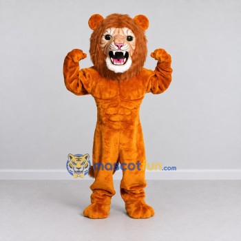 Custom Golden Brown Muscular Lion Mascot Costume Adult Full Body Suit for Sports Events Custom Golden Brown Muscular Lion Mascot Costume Adult Full Body Suit for Sports Events