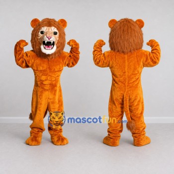 Custom Golden Brown Muscular Lion Mascot Costume Adult Full Body Suit for Sports Events
