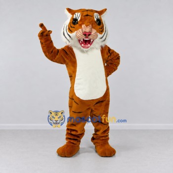 Custom Brown Black and White Tiger Mascot Costume Adult Full Body Suit for Wildlife Events